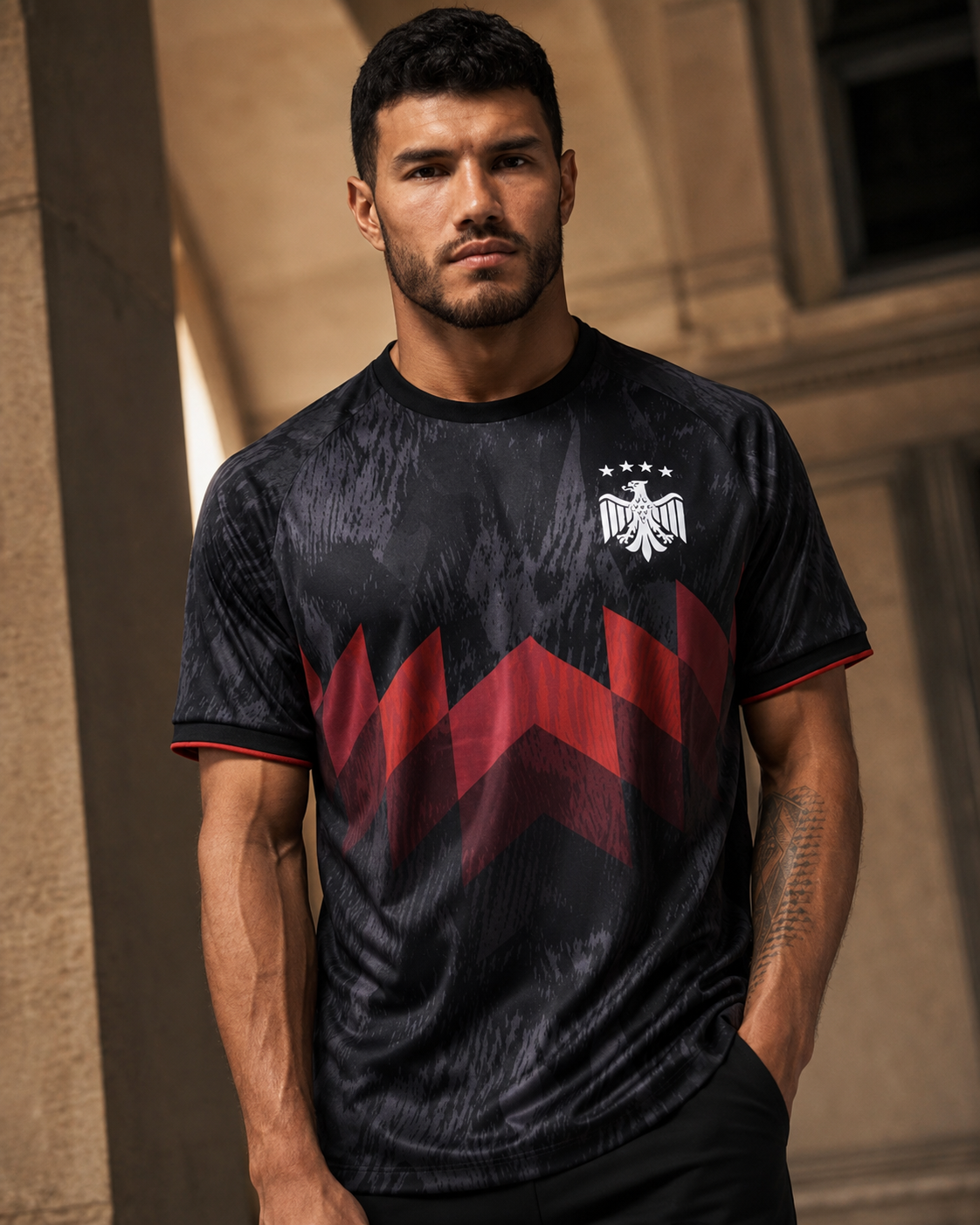 Deutschland Trikot Schwarz Adler Design – 4 Sterne Fußballshirt