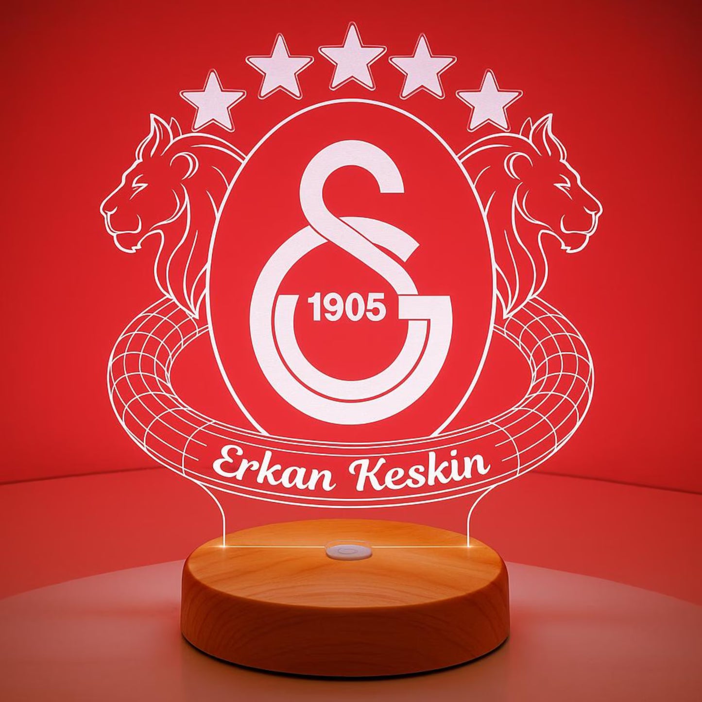 🌟 Personalisierte Galatasaray Nachtlampe mit 5-Sterne-Design