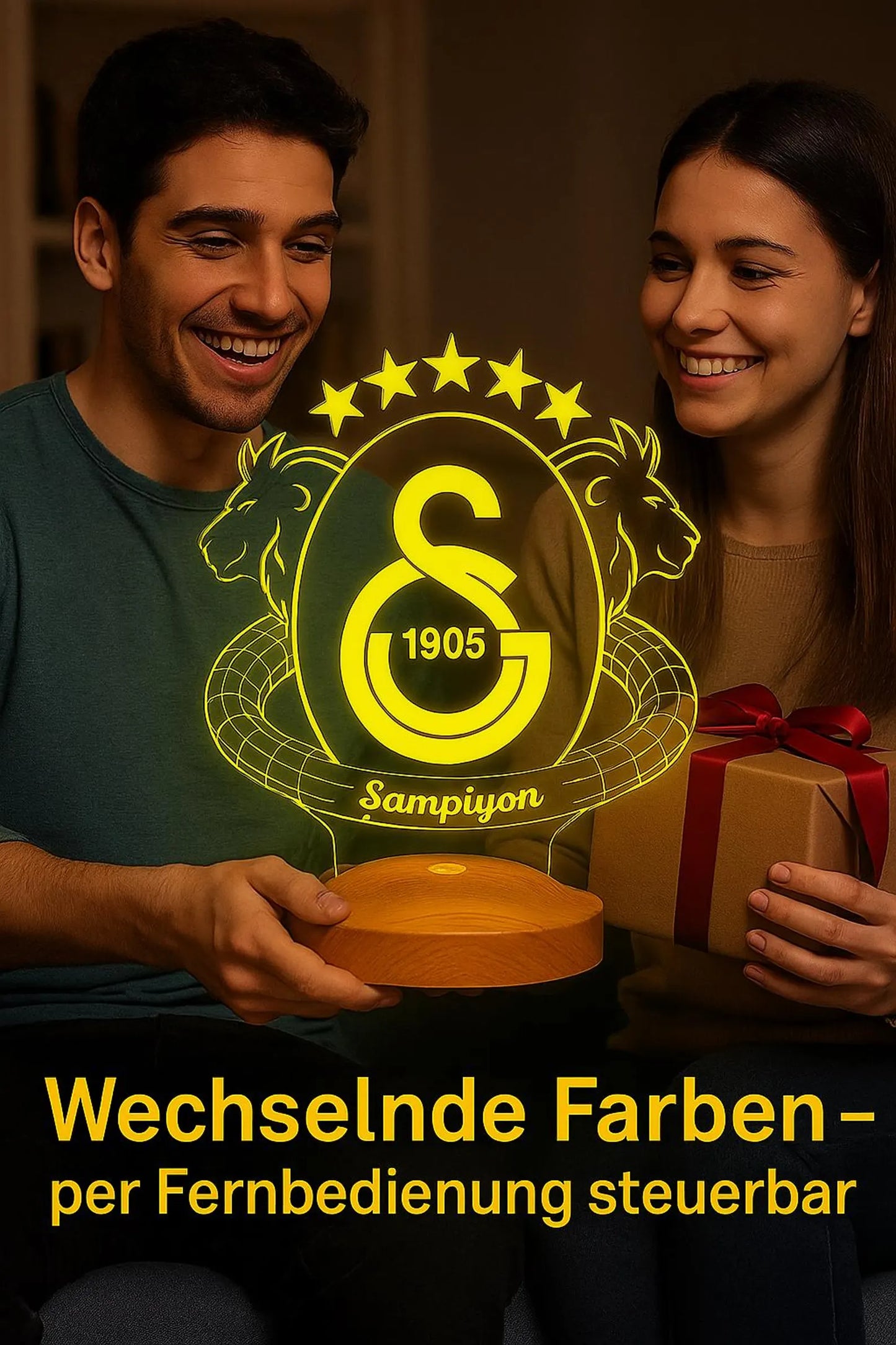 🌟 Personalisierte Galatasaray Nachtlampe mit 5-Sterne-Design
