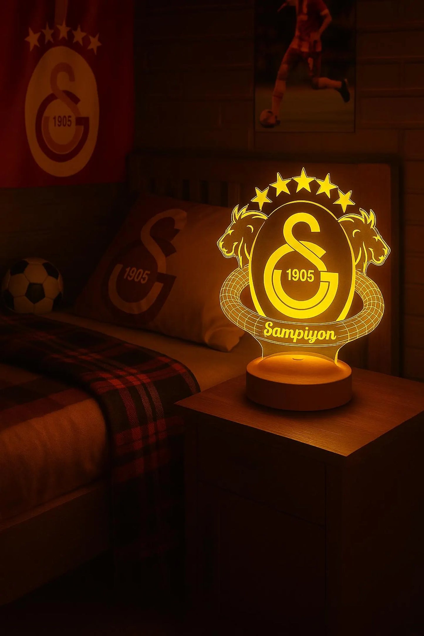 🌟 Personalisierte Galatasaray Nachtlampe mit 5-Sterne-Design