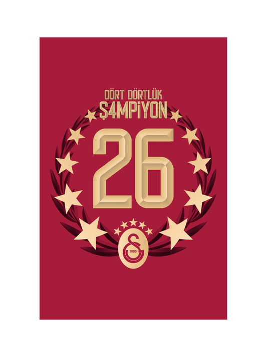 Galatasaray 26. Meisterschaft Vertikal-Balkonfahne 300x450 – Meisterschaft 25/26
