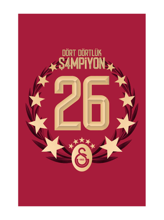 Galatasaray 26. Meisterschaft Vertikal-Balkonfahne 600X900 – Meisterschaft 25/26