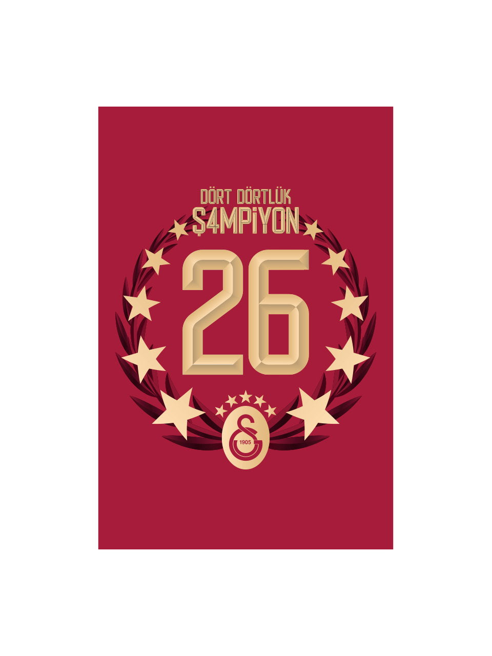 Galatasaray 26. Meisterschaft Vertikal-Balkonfahne 150x225 – Meisterschaft 25/26