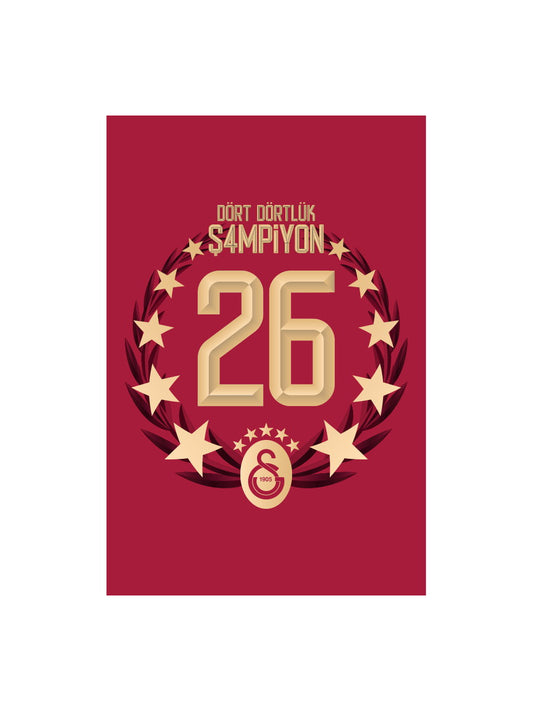Galatasaray 26. Meisterschaft Vertikal-Balkonfahne 150x225 – Meisterschaft 25/26
