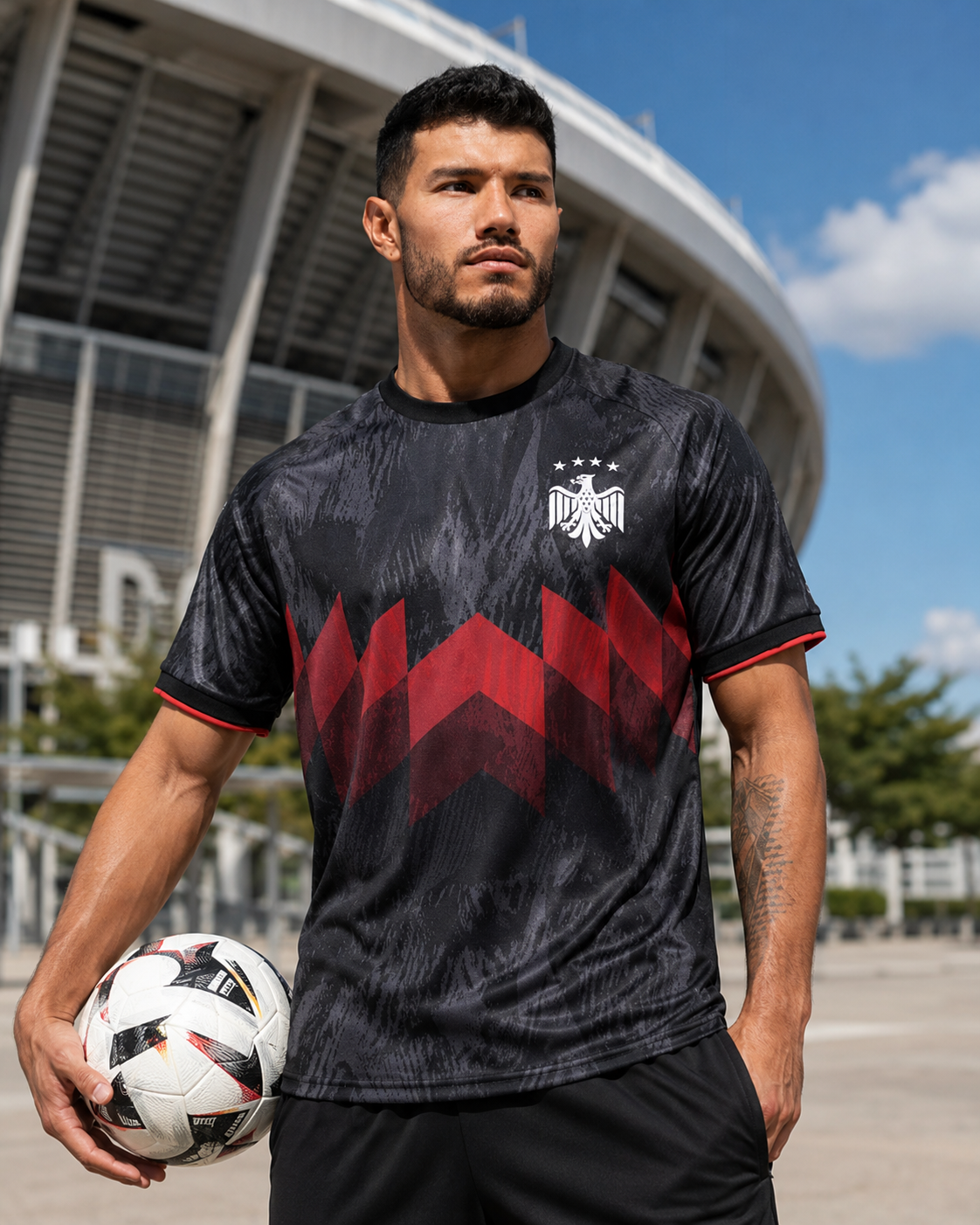 Deutschland Trikot Schwarz Adler Design – 4 Sterne Fußballshirt