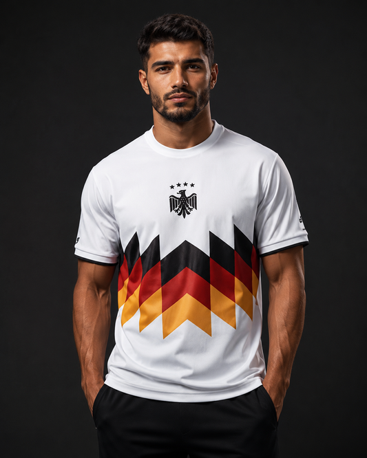 Deutschland Trikot Weiß Adler Design – 4 Sterne Fußballshirt