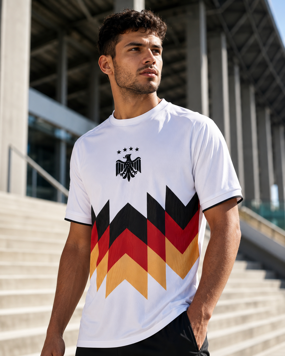 Deutschland Trikot Weiß Adler Design – 4 Sterne Fußballshirt