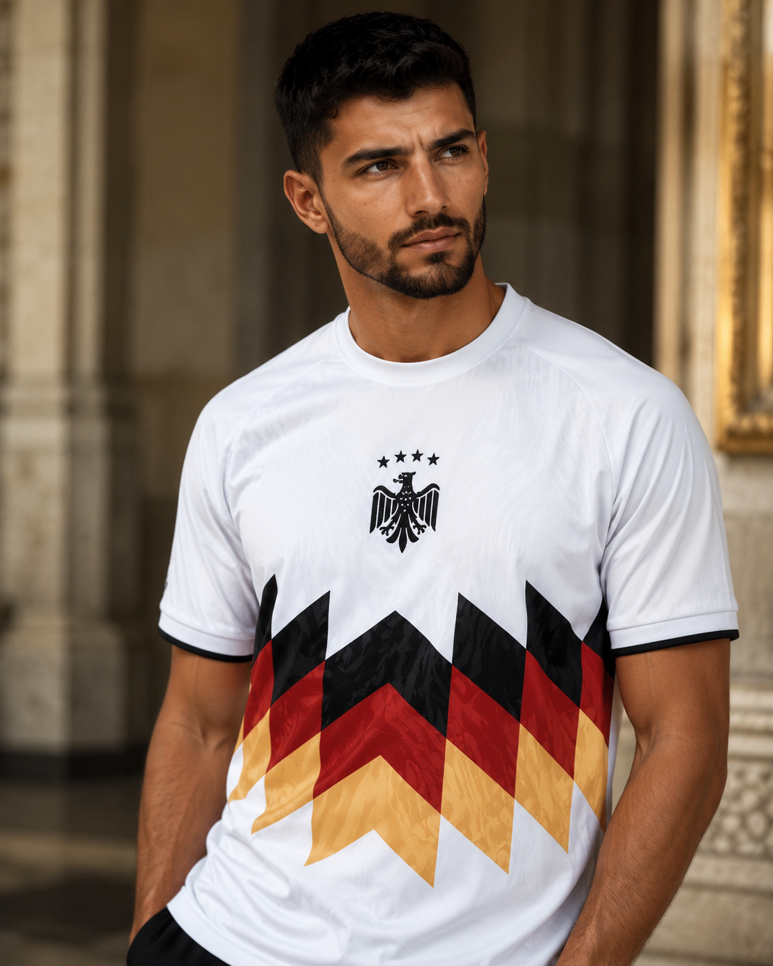 Deutschland Trikot Weiß Adler Design – 4 Sterne Fußballshirt