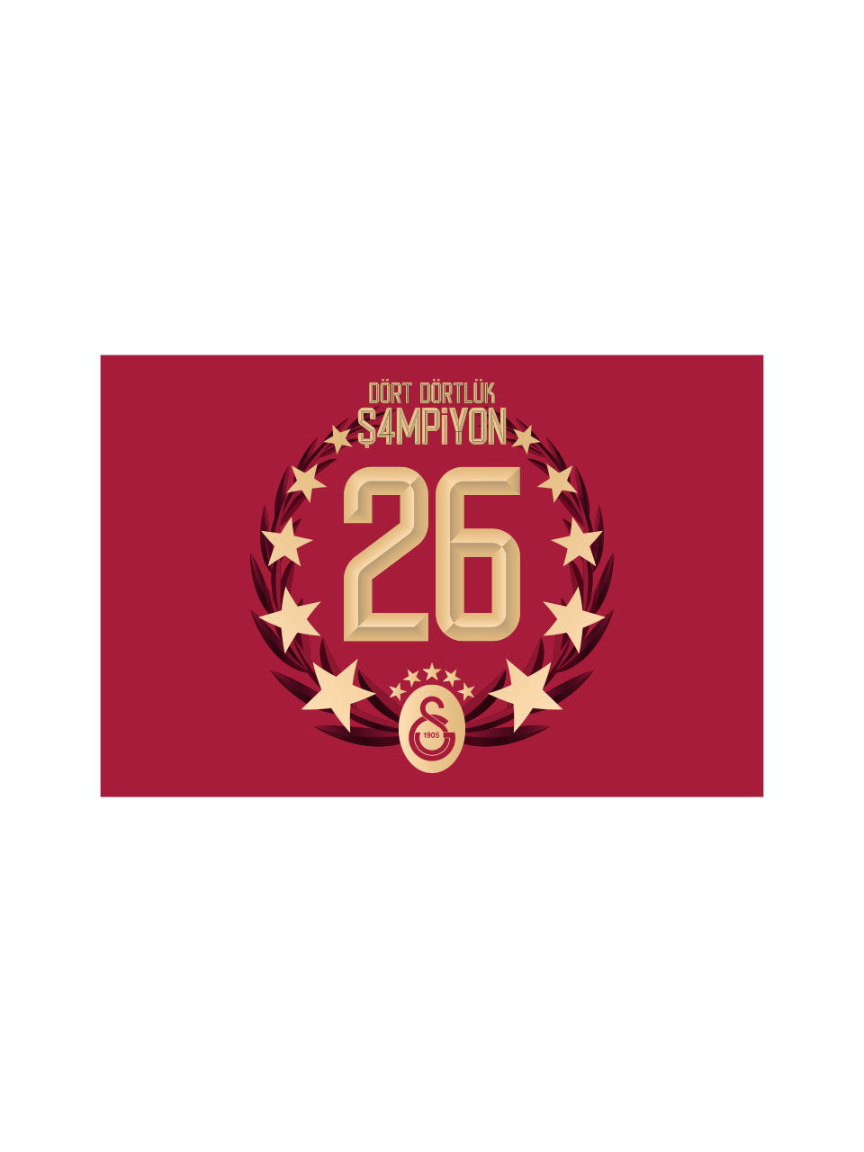 Galatasaray 26. Meisterschaft Schwenkfahne Horizontal 50x75 – Meisterschaft 25/26